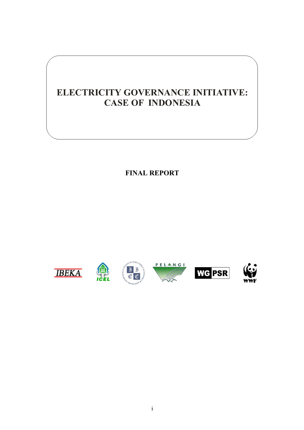 Electricity Governance Initiative: Case of Indonesia