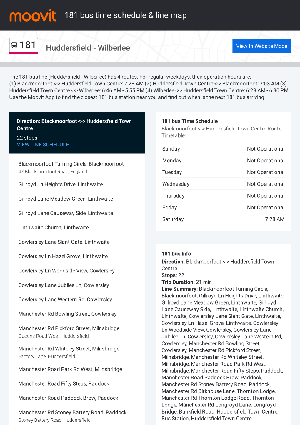 181 Bus Time Schedule & Line Route