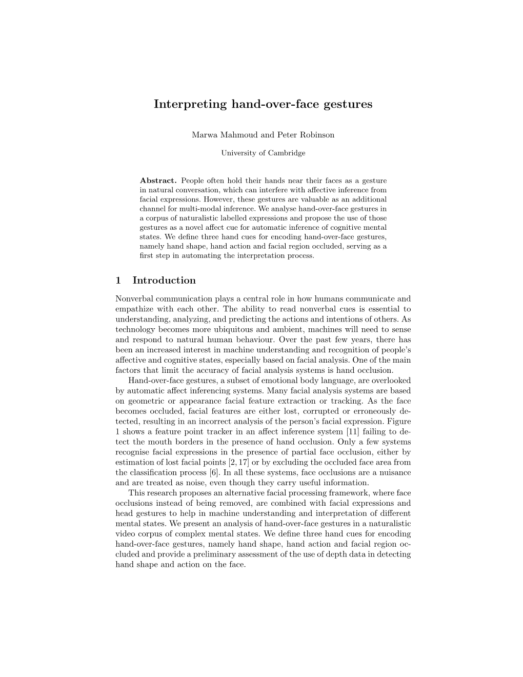 Interpreting Hand-Over-Face Gestures