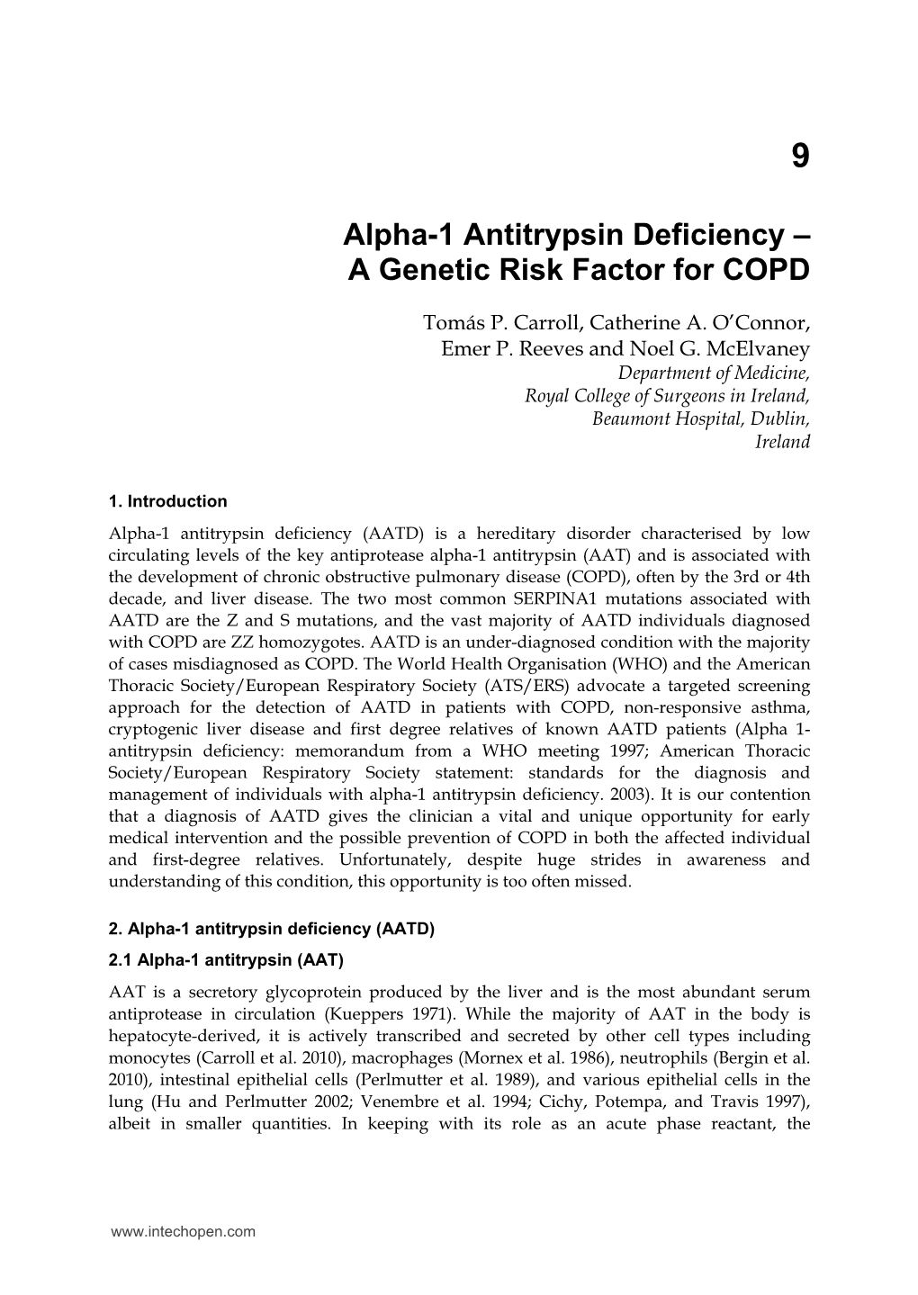 Alpha-1 Antitrypsin Deficiency – a Genetic Risk Factor for COPD