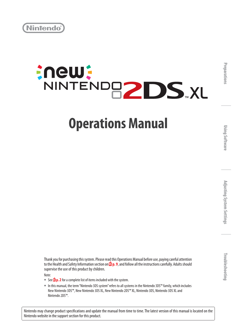 Operations Manual Using Software Adjusting System Settings Troubleshooting Thank You for Purchasing This System