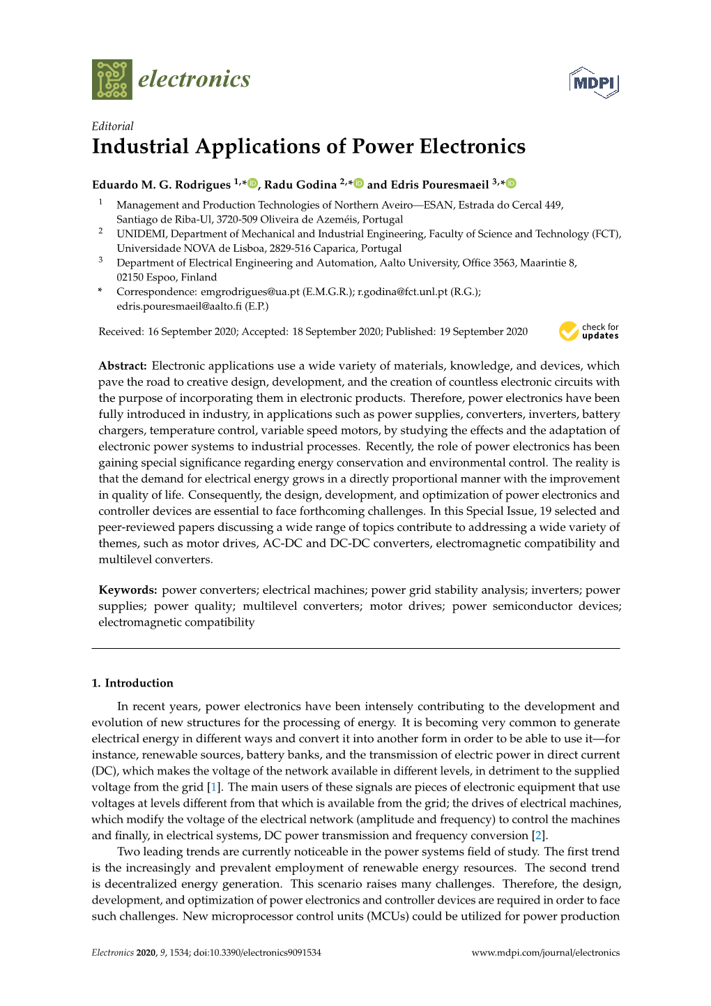 Industrial Applications of Power Electronics