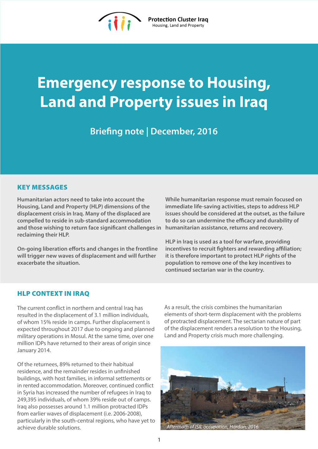 Emergency Response to Housing, Land and Property Issues in Iraq