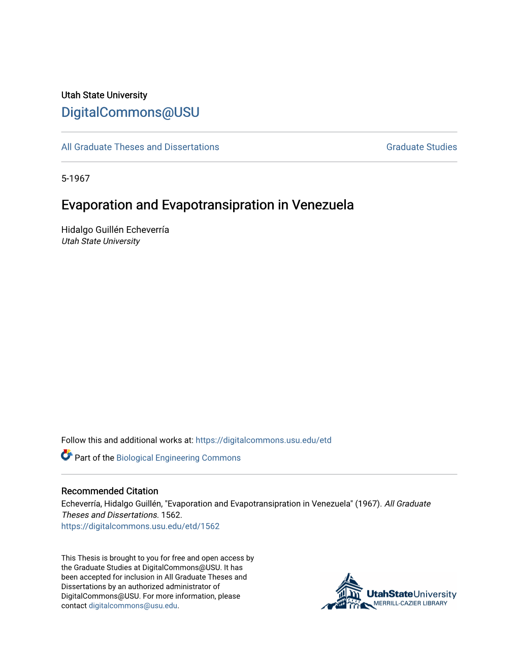 Evaporation and Evapotransipration in Venezuela