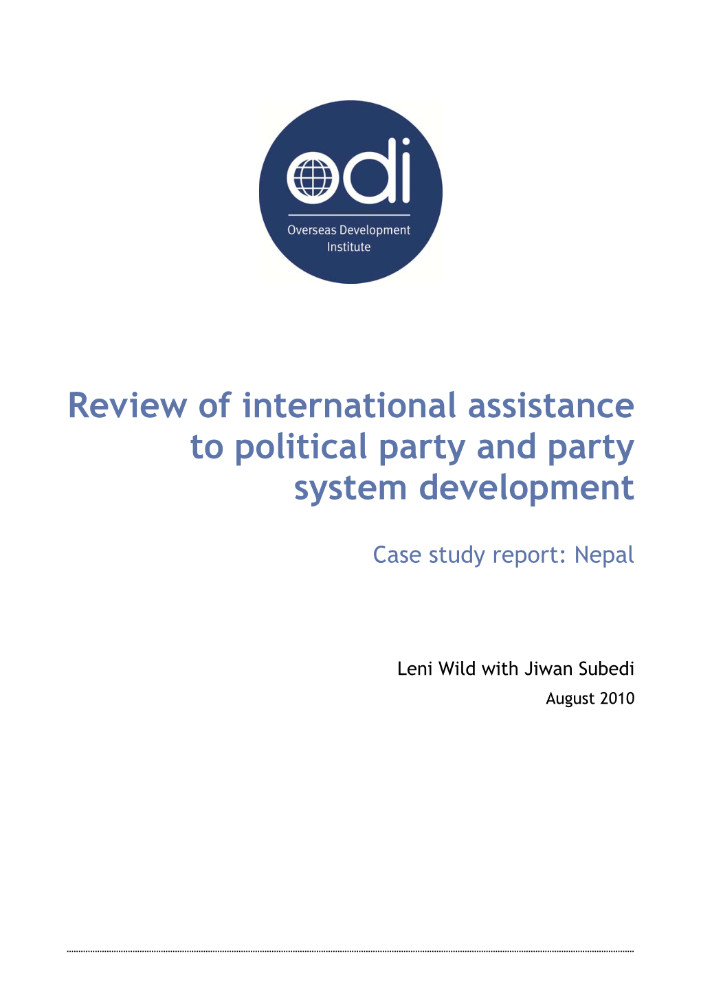 Review of International Assistance to Political Party and Party System Development