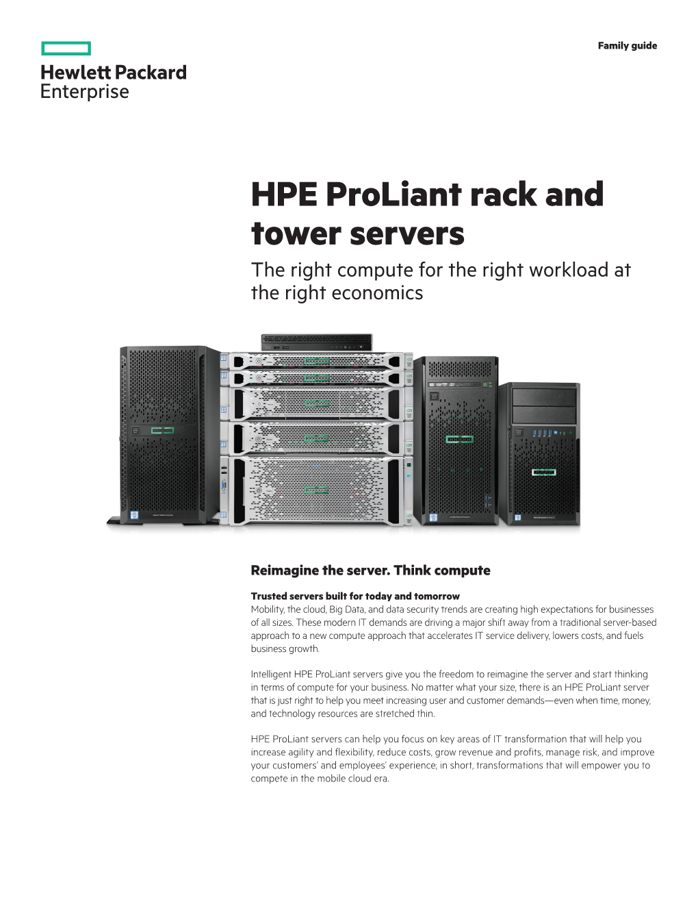 HPE Proliant Rack and Tower Servers: the Right Compute for the Right
