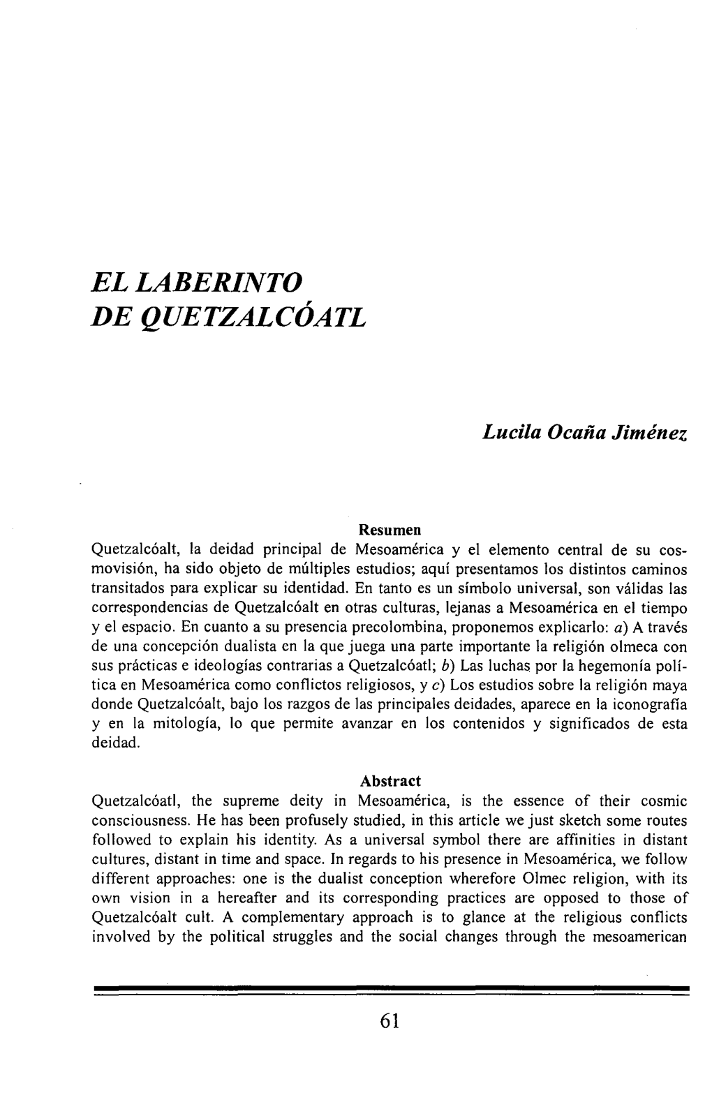 El Laberinto De Quetzalcóatl
