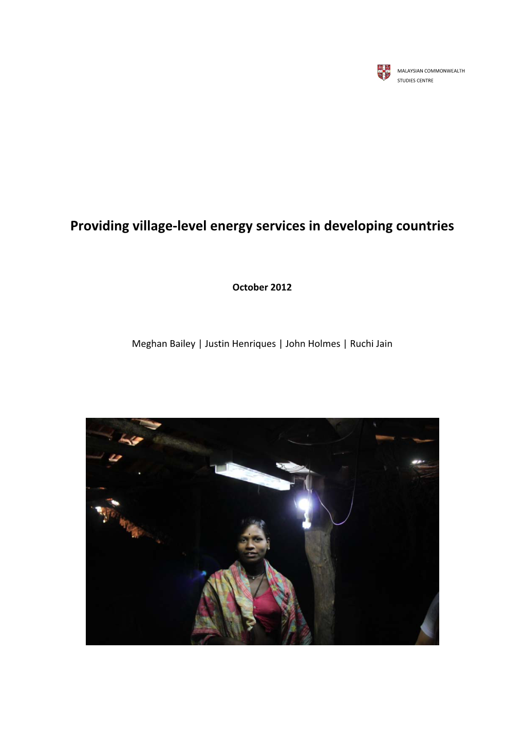 Providing Village-Level Energy Services in Developing Countries