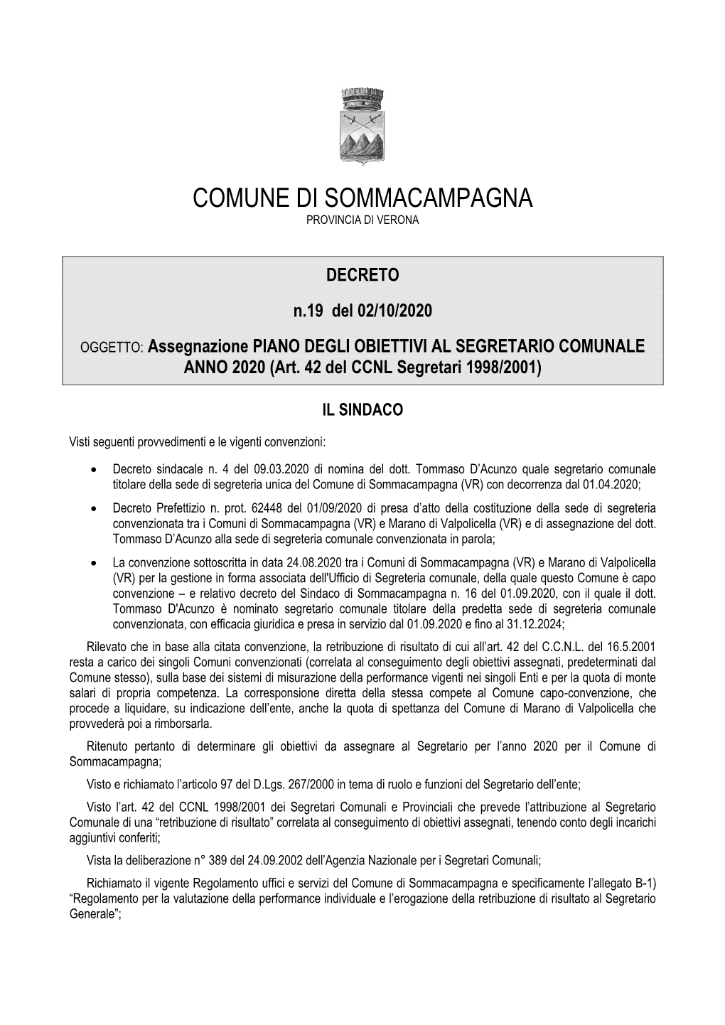 Comune Di Sommacampagna Provincia Di Verona