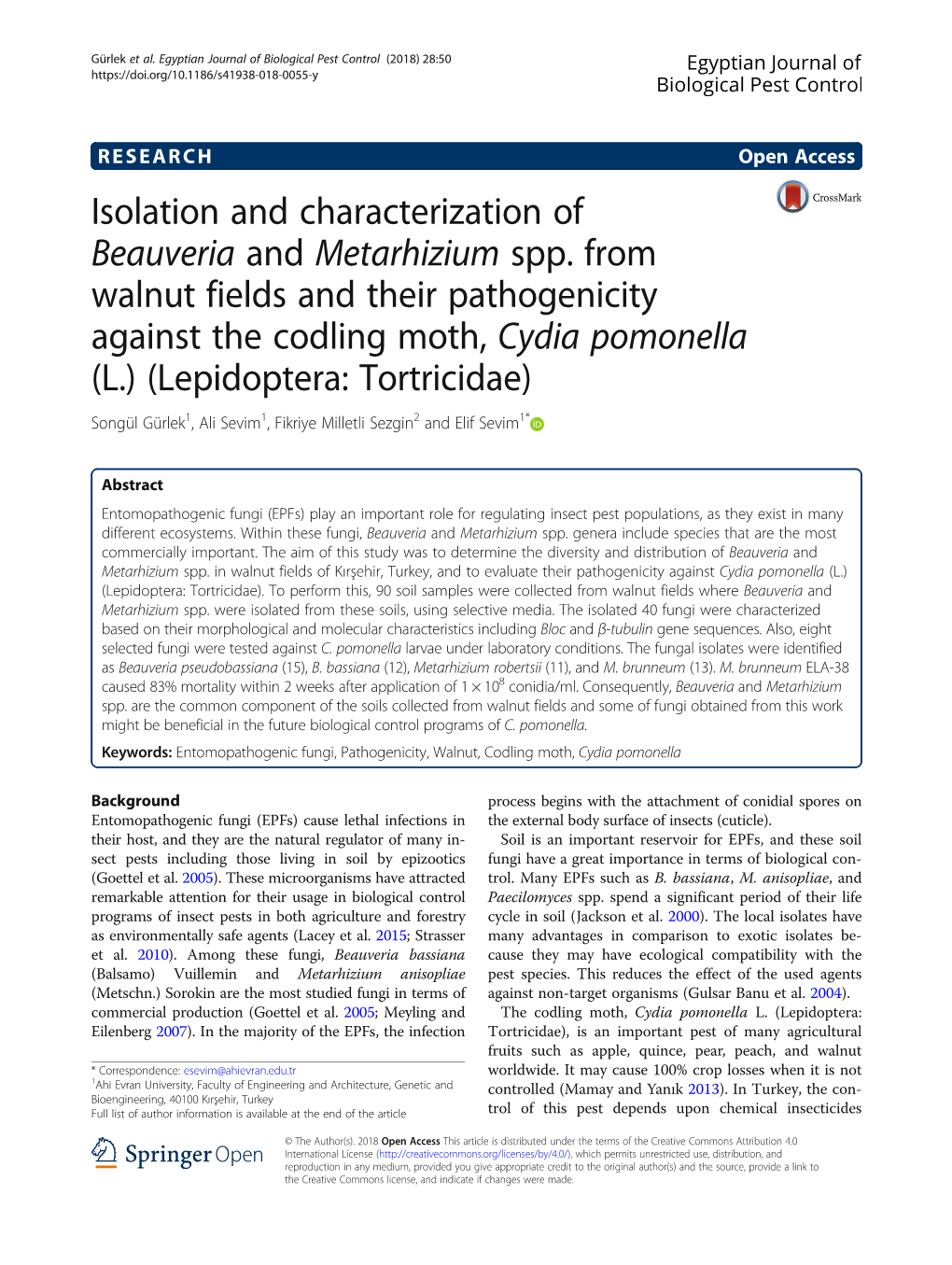 Isolation and Characterization of Beauveria and Metarhizium Spp