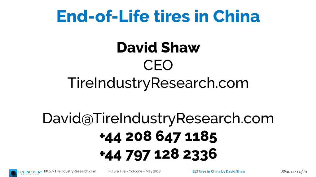 David Shaw CEO Tireindustryresearch.Com