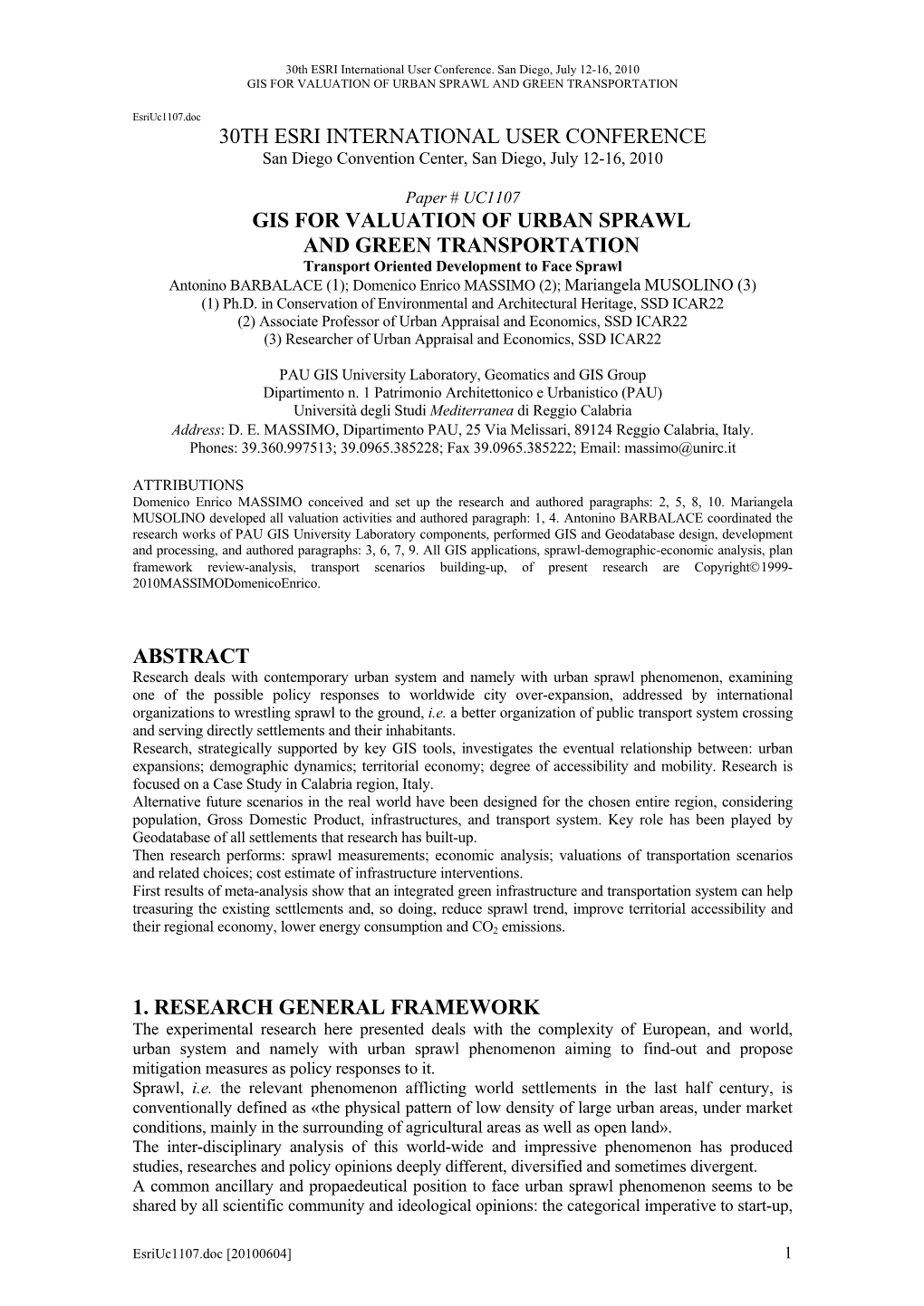 GIS for Valuation of Urban Sprawl and Green Transportation Transport