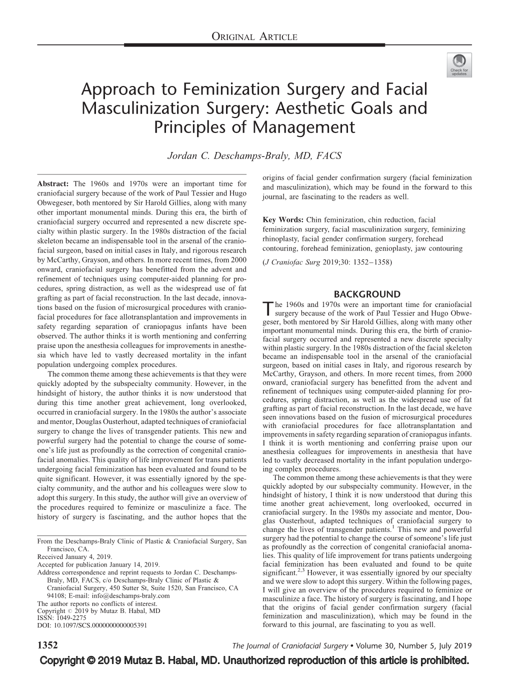 Approach to Feminization Surgery and Facial Masculinization Surgery: Aesthetic Goals and Principles of Management