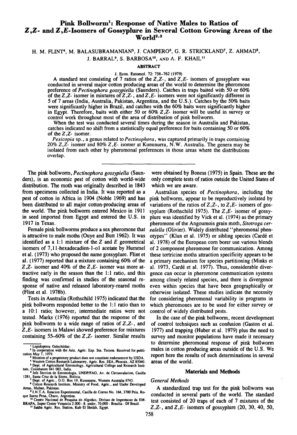 Pink Bollworm1: Response of Native Males to Ratios of Z,Z- and Z,E