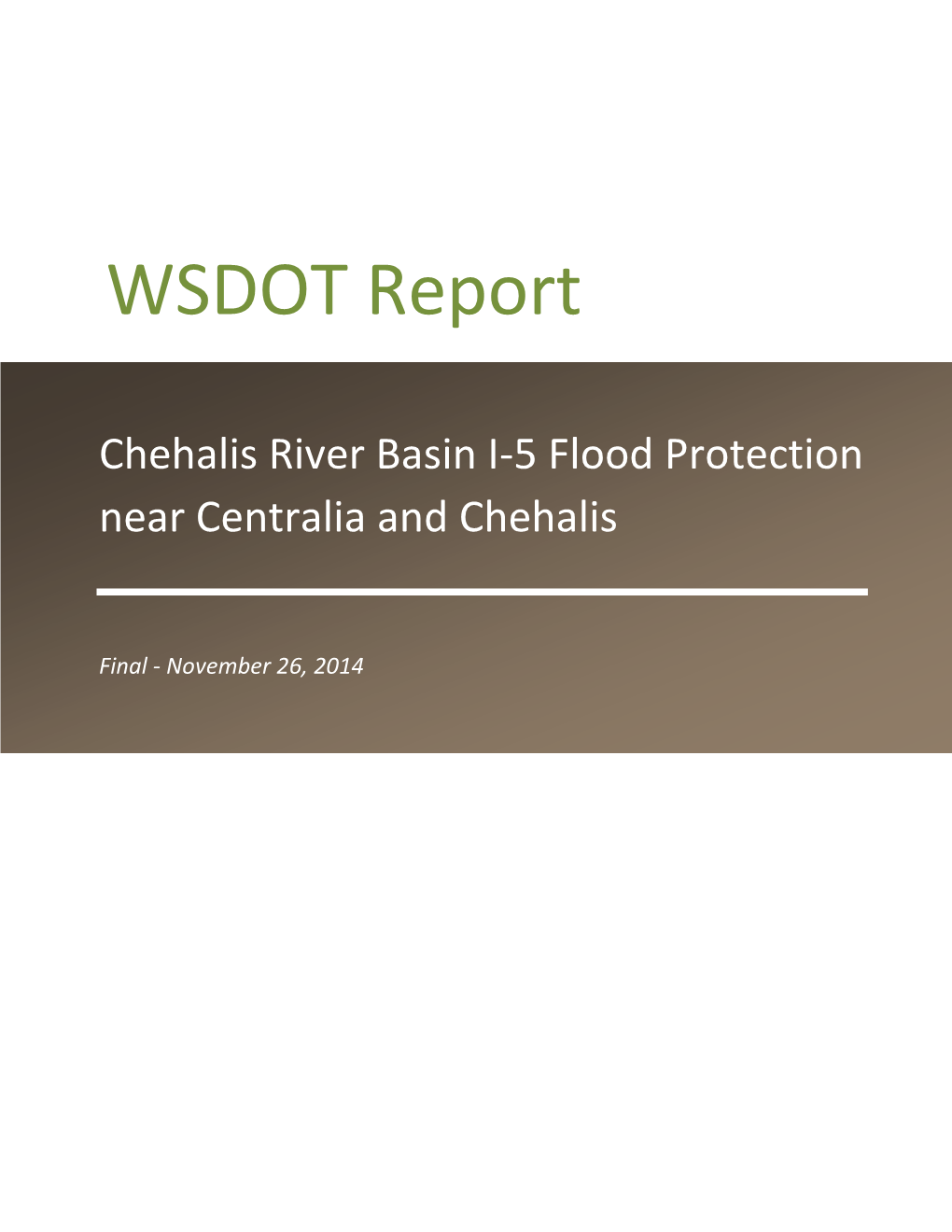 WSDOT I-5 Chehalis Flood Report – Final