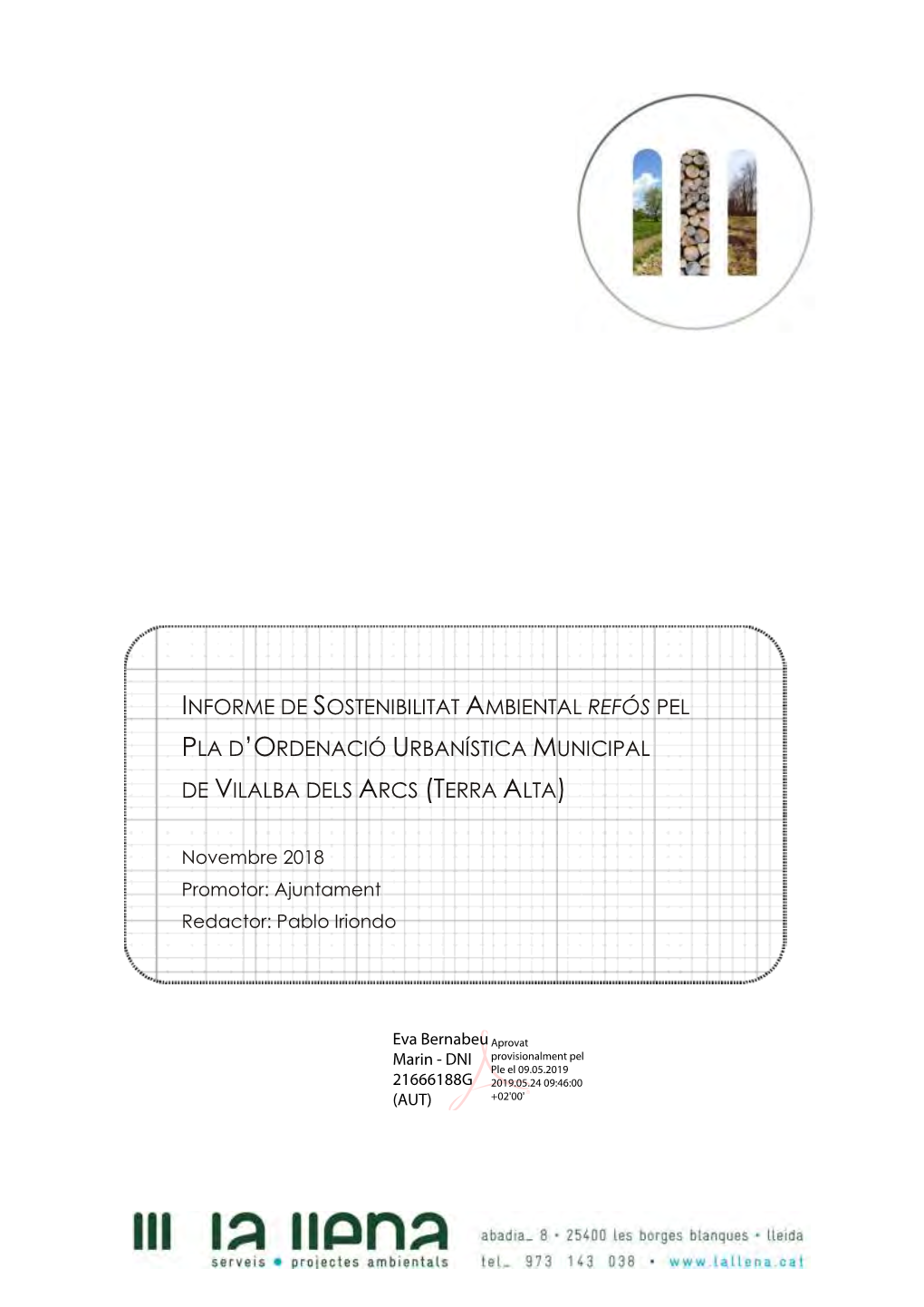 Informe De Sostenibilitat Ambiental Refós Pel Pla D'ordenació