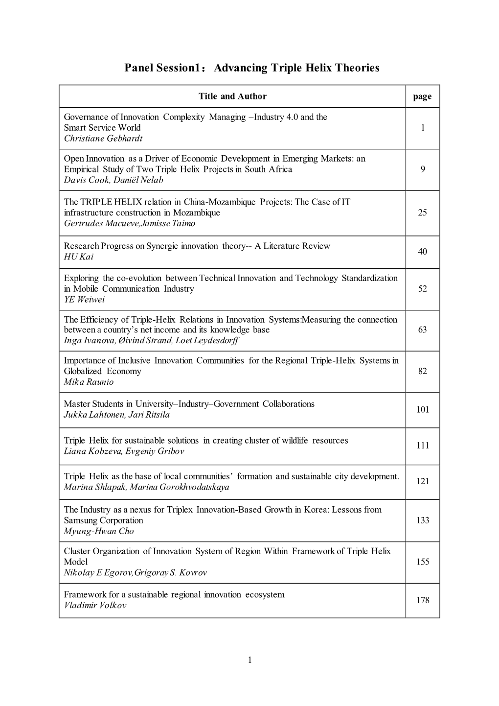 Panel Session1：Advancing Triple Helix Theories