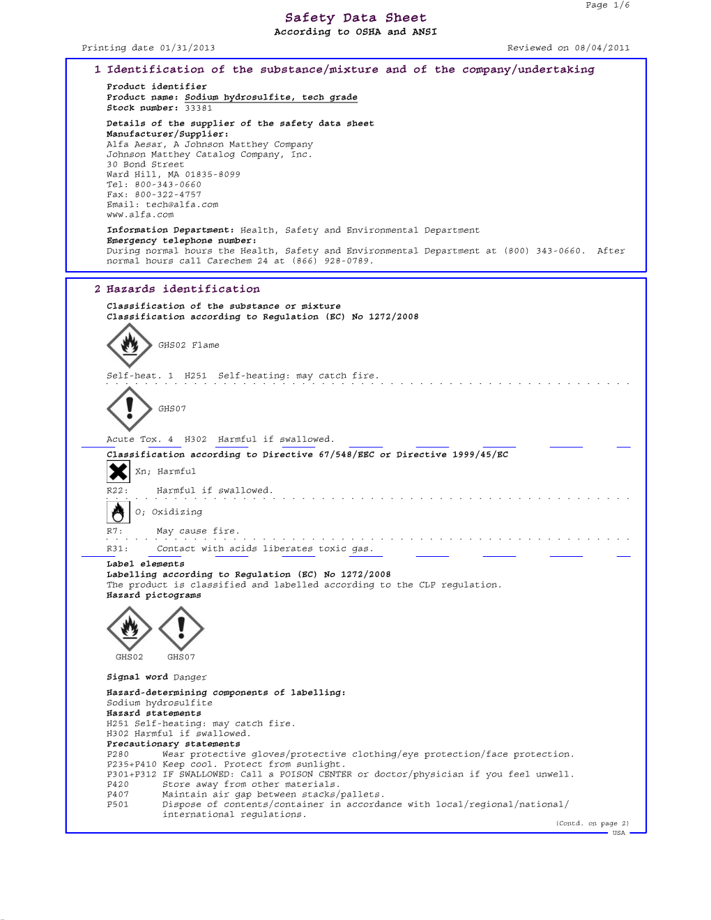 Safety Data Sheet