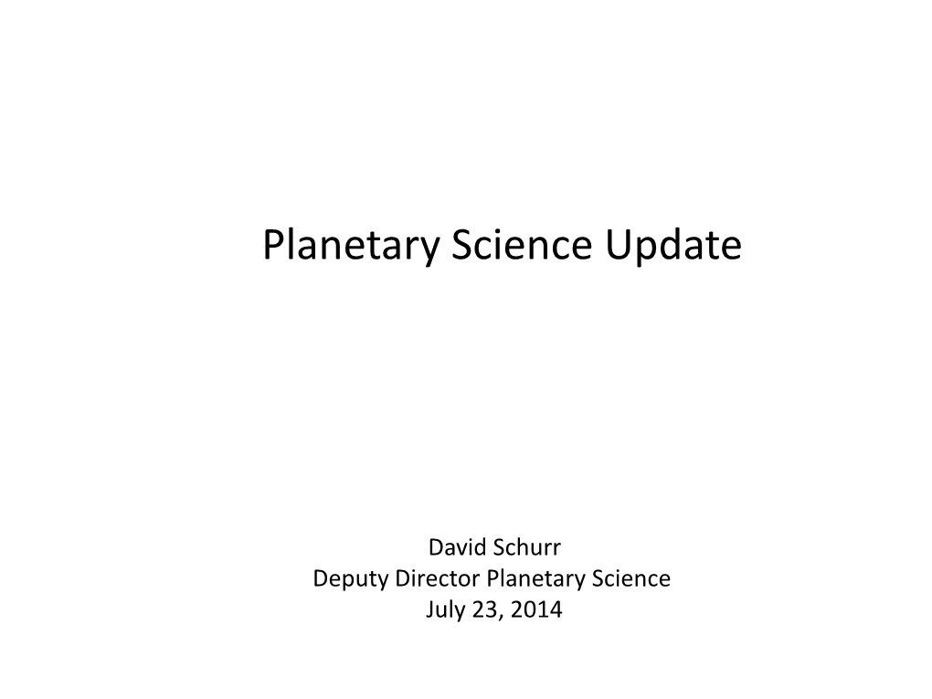 Planetary Science Update