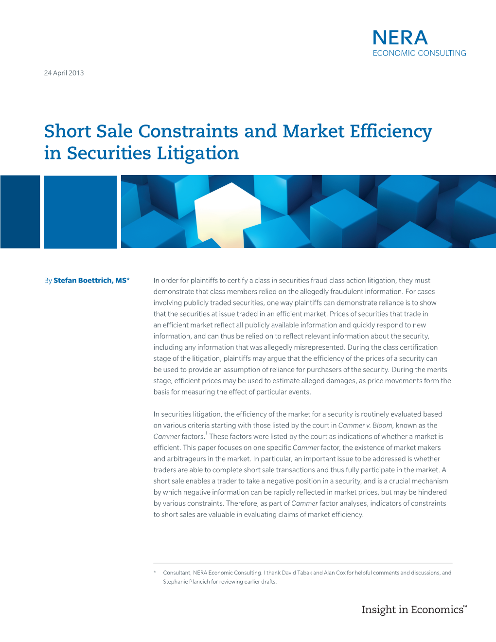 Short Sale Constraints and Market Efficiency in Securities Litigation