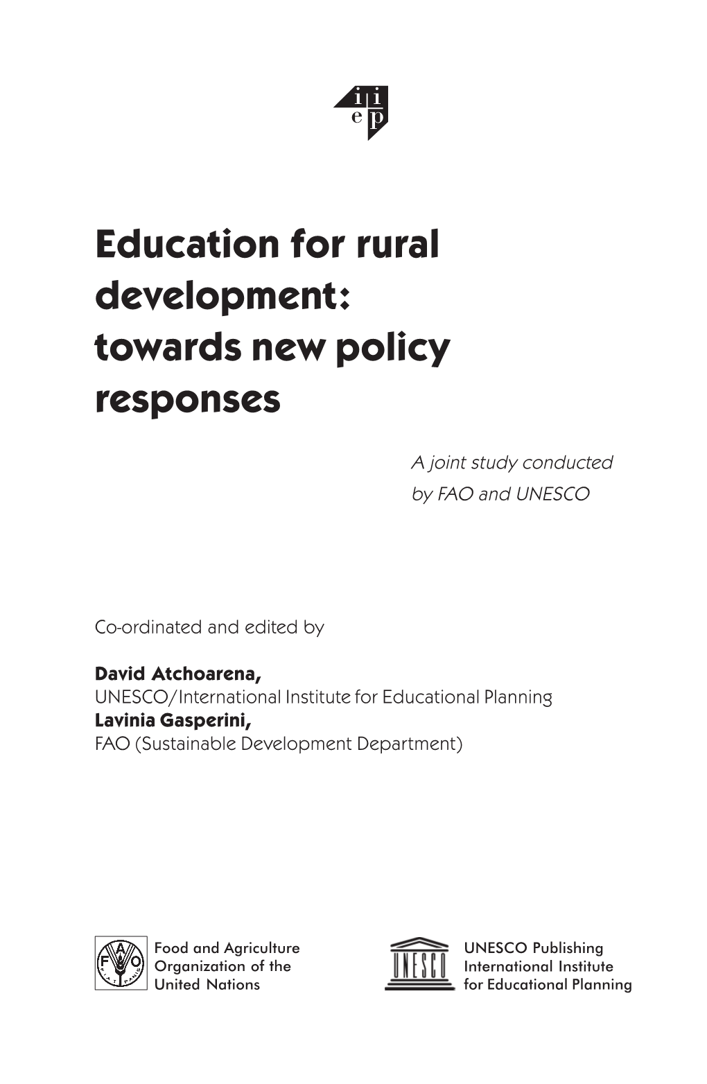 Education for Rural Development: Towards New Policy Responses