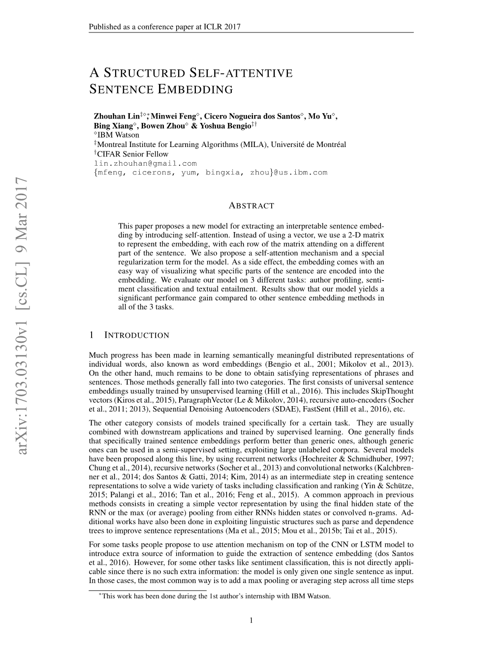 Arxiv:1703.03130V1 [Cs.CL] 9 Mar 2017