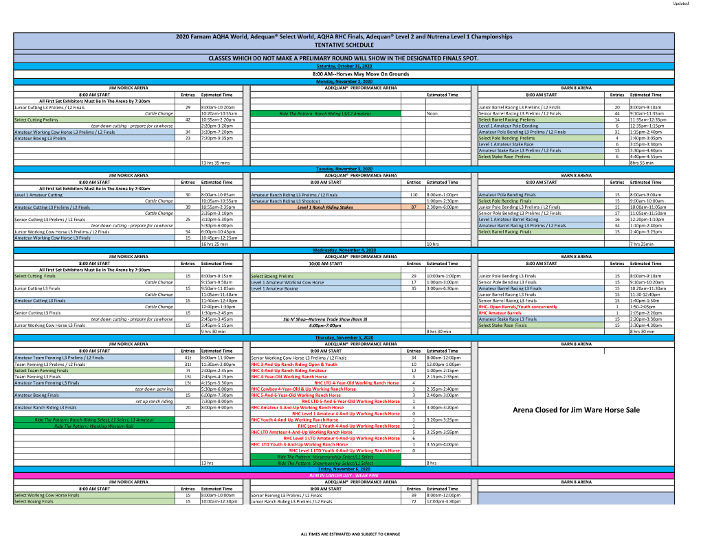 Tentative Schedule