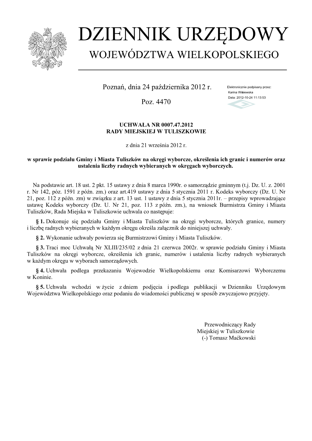 Uchwała Nr 0007.47.2012 Z Dnia 21 Września 2012 R