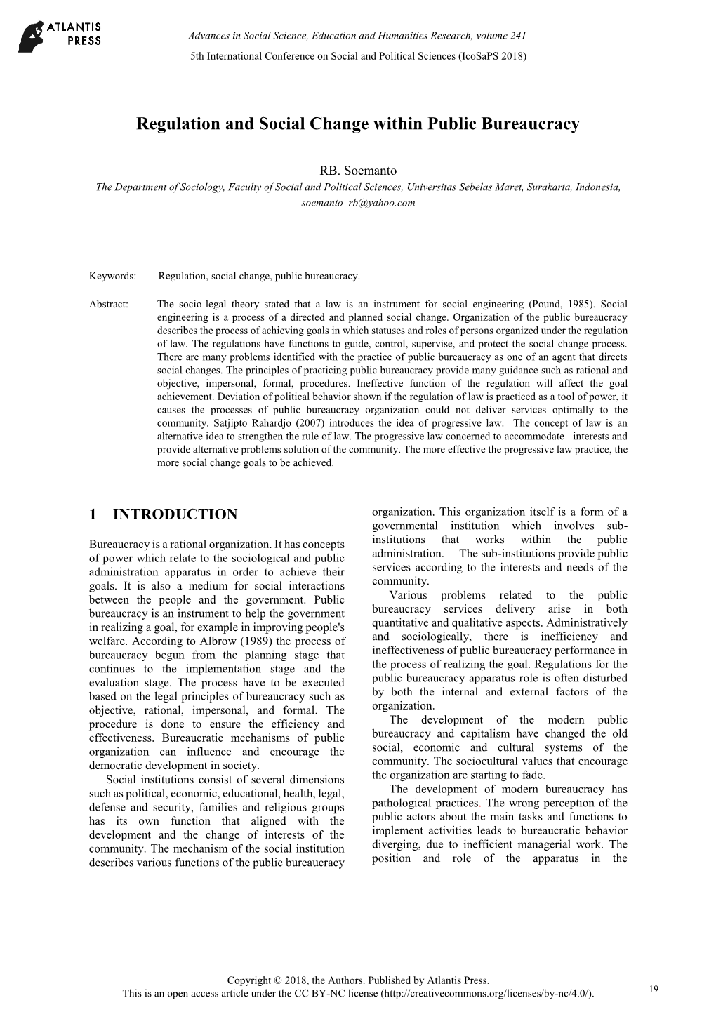 Regulation and Social Change Within Public Bureaucracy