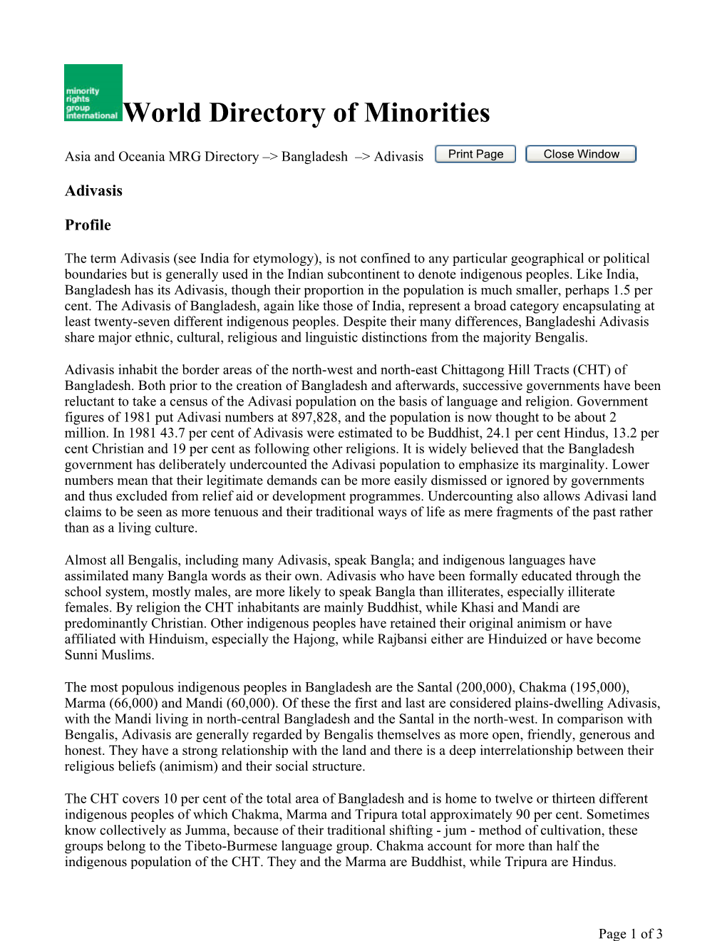 World Directory of Minorities