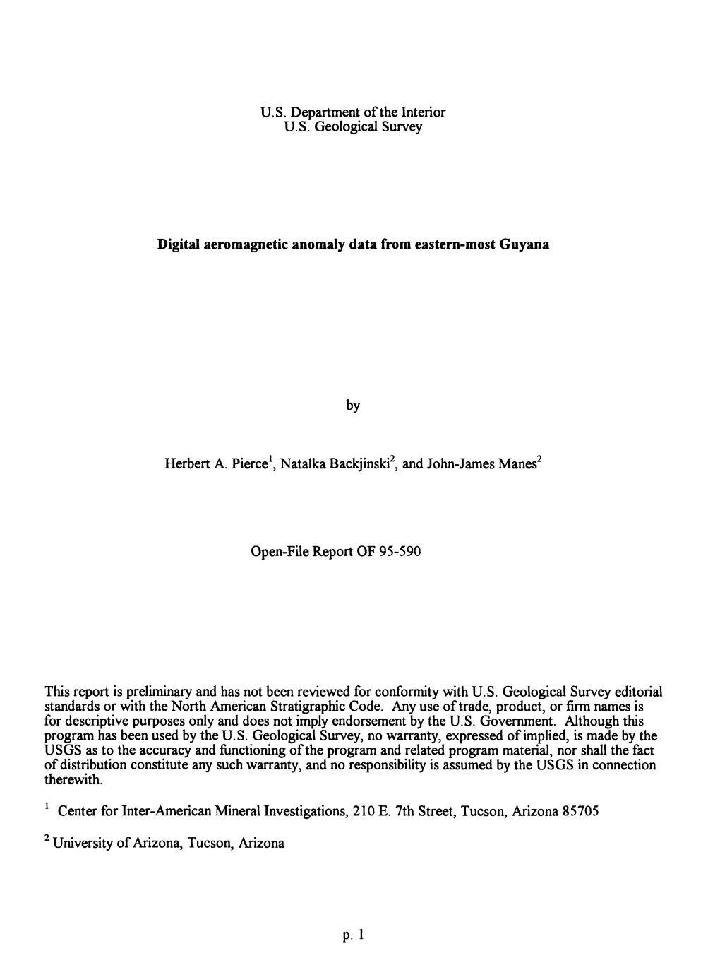 U.S. Department of the Interior U.S. Geological Survey by Herbert A