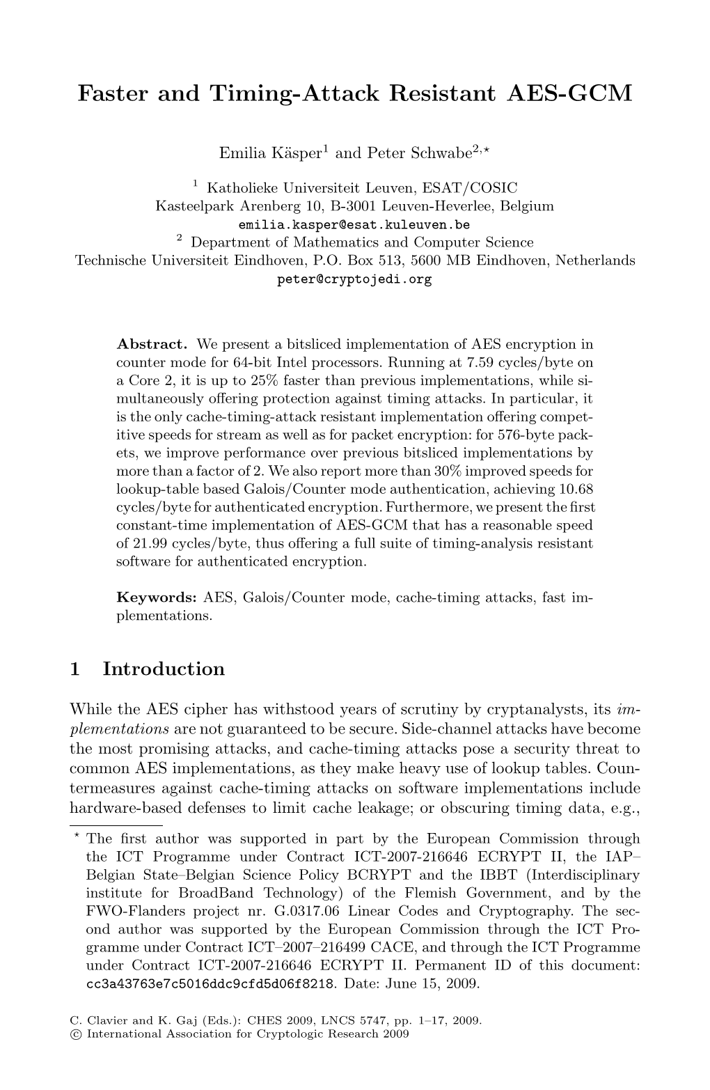 Faster and Timing-Attack Resistant AES-GCM