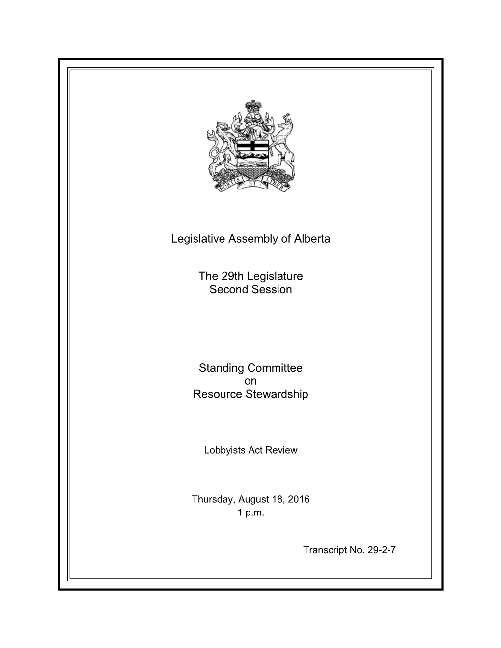 Legislative Assembly of Alberta the 29Th Legislature Second Session