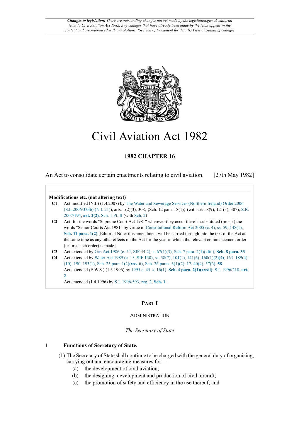 Civil Aviation Act 1982