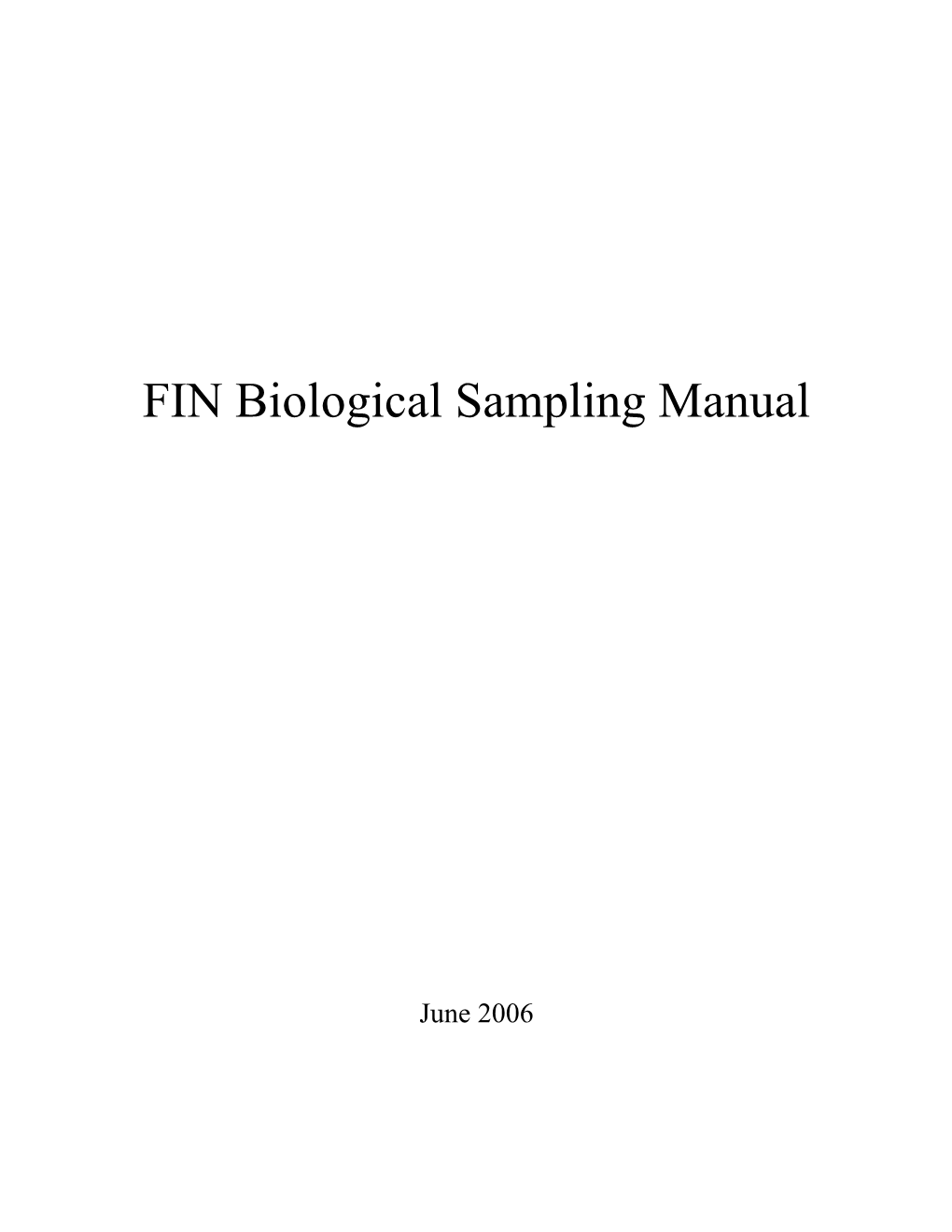 FIN Biological Sampling Procedures