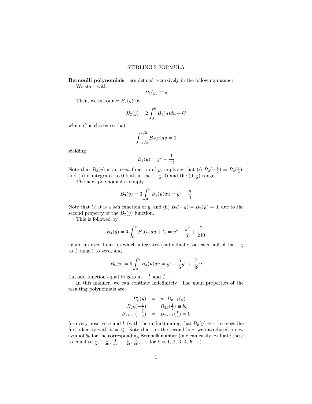 Euler-Maclaurin Formula and Stirling Approximation