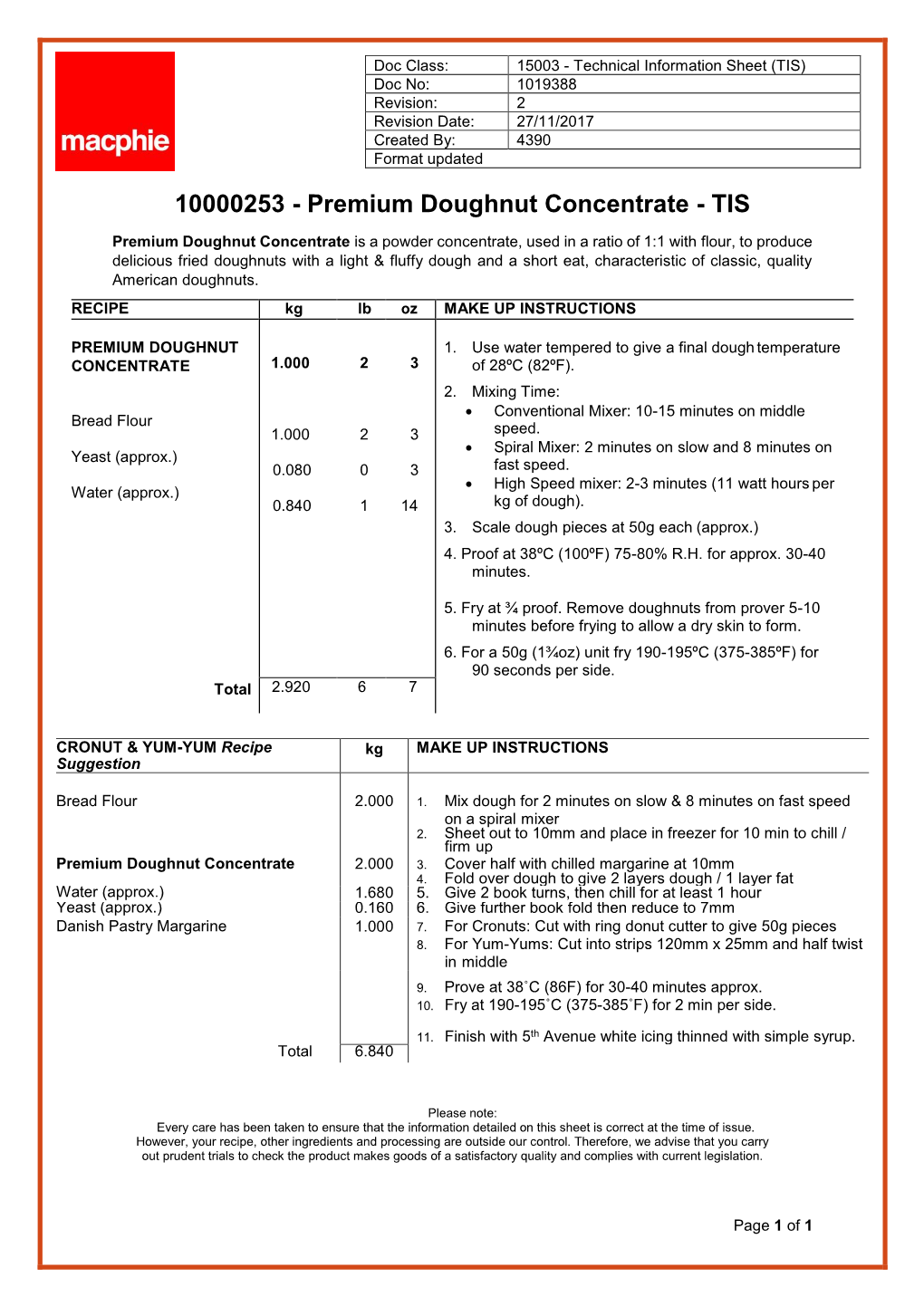 Premium Doughnut Concentrate - TIS