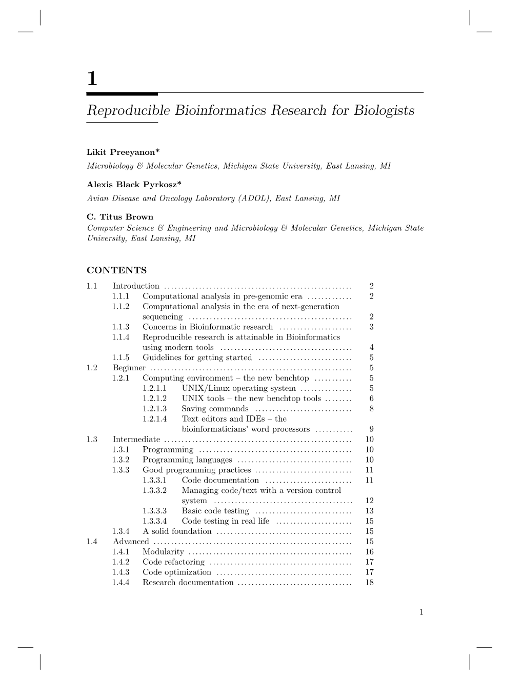 Reproducible Bioinformatics Research for Biologists