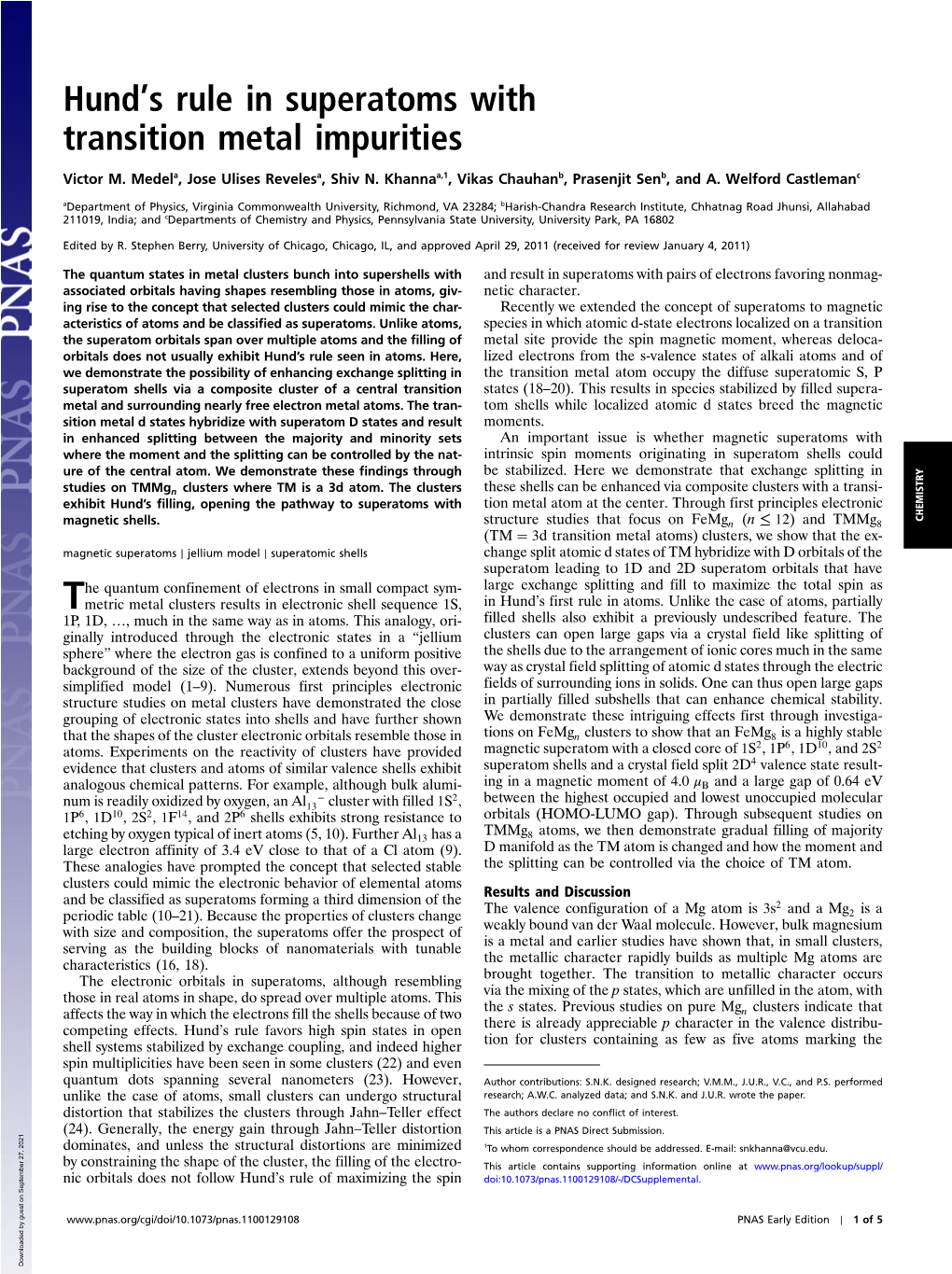 Hundts Rule in Superatoms with Transition Metal Impurities