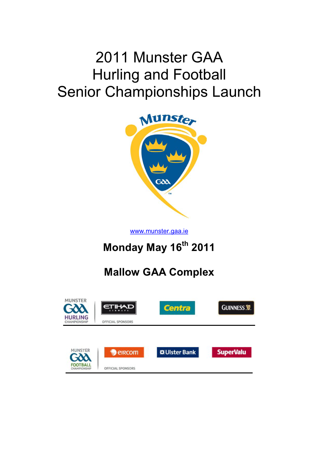 2011 Munster GAA Hurling and Football Senior Championships Launch