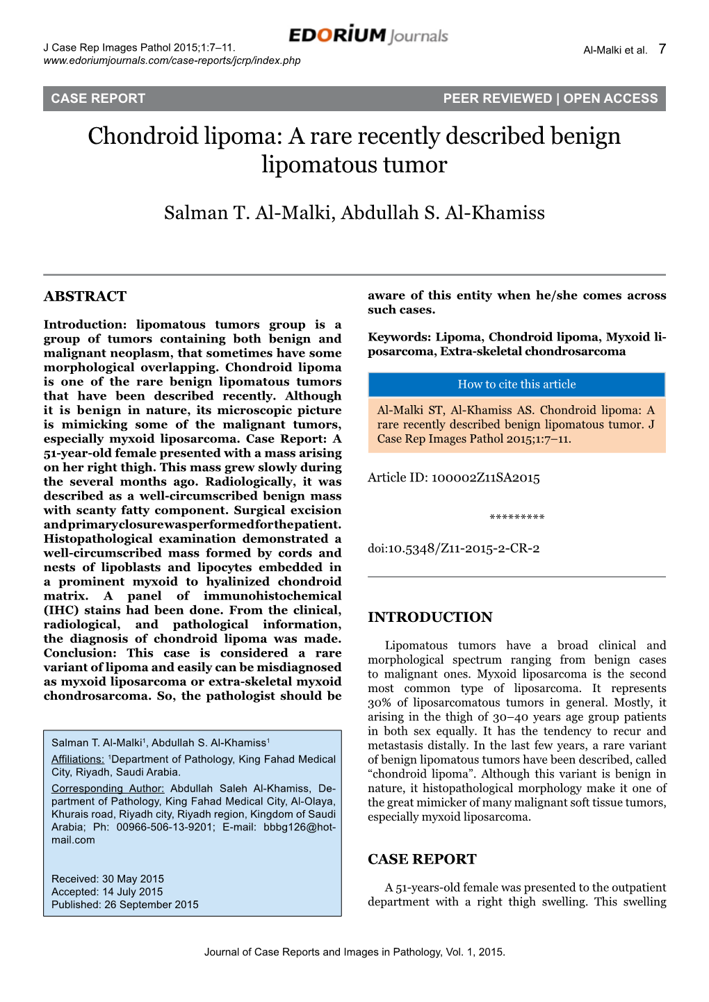 Chondroid Lipoma: a Rare Recently Described Benign Lipomatous Tumor