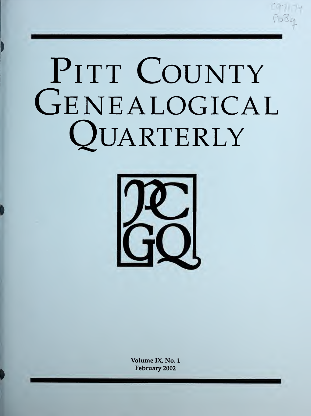 Pitt County Genealogical Quarterly [Serial]