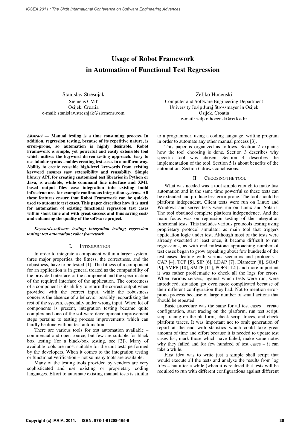 Usage of Robot Framework in Automation of Functional Test Regression