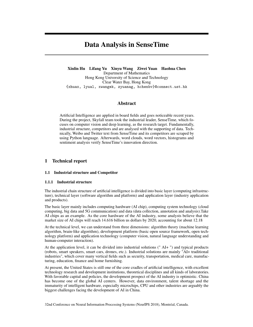 Data Analysis in Sensetime