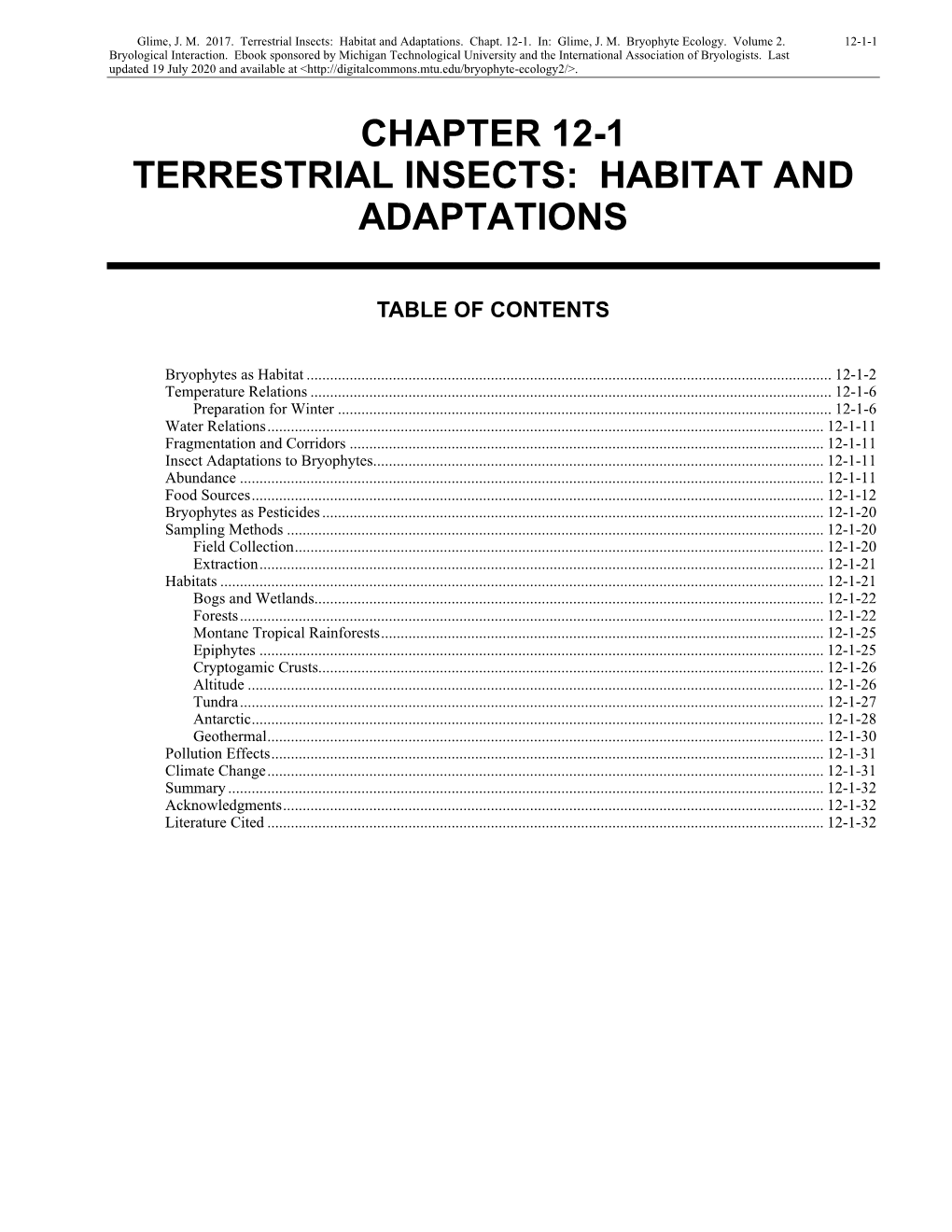 Terrestrial Insects: Habitat and Adaptations