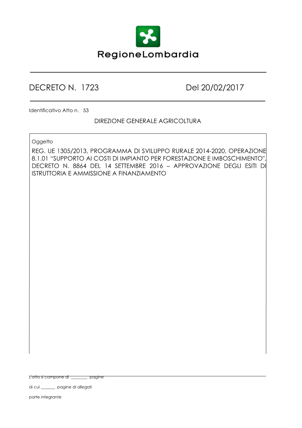 DECRETO N. 1723 Del 20/02/2017