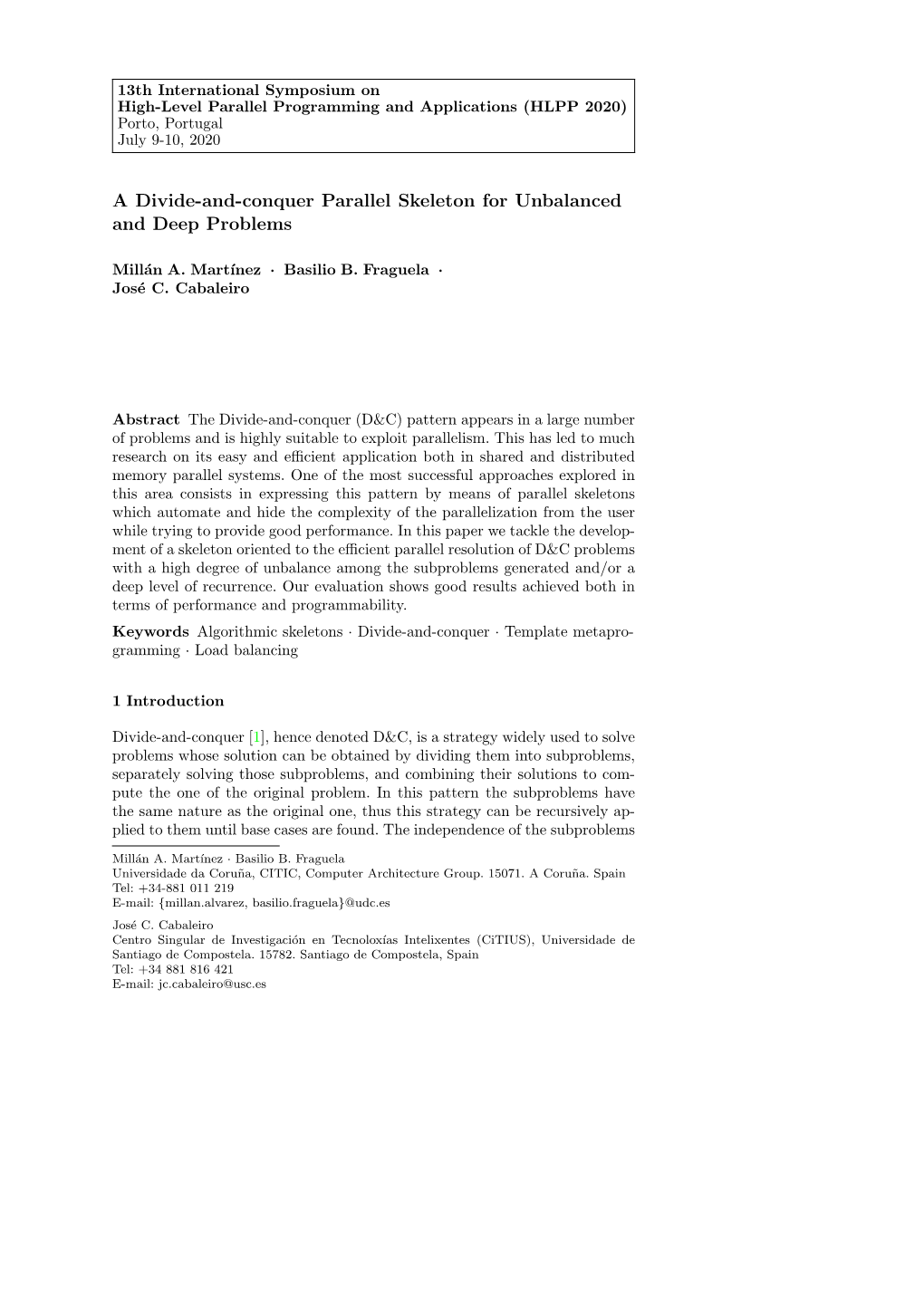 A Divide-And-Conquer Parallel Skeleton for Unbalanced and Deep Problems