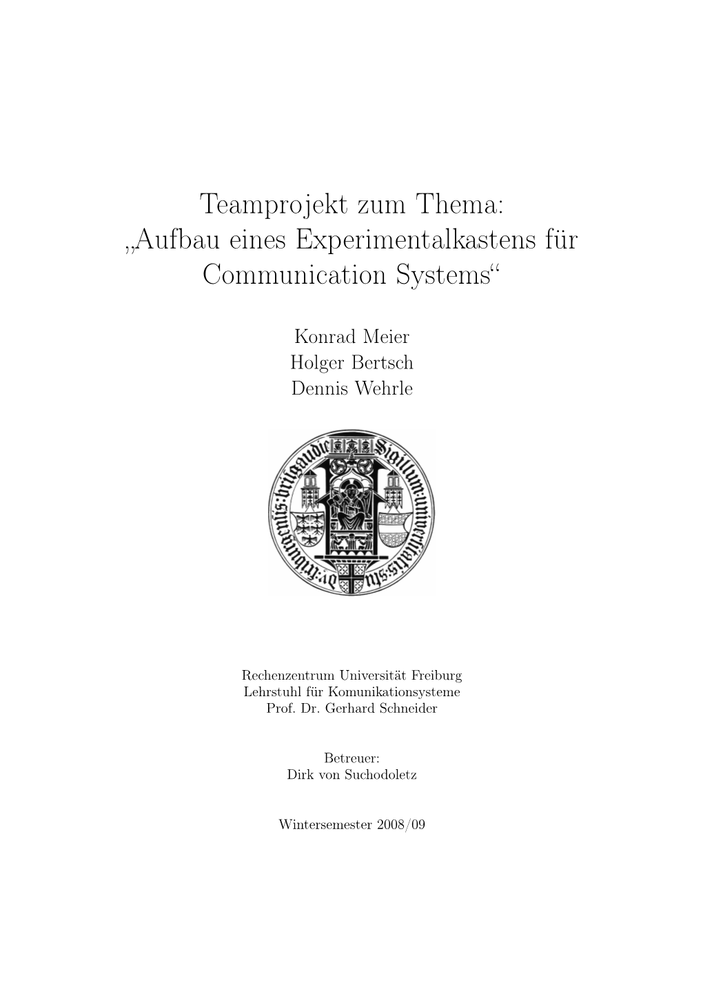 Aufbau Eines Experimentalkastens Für Communication Systems“