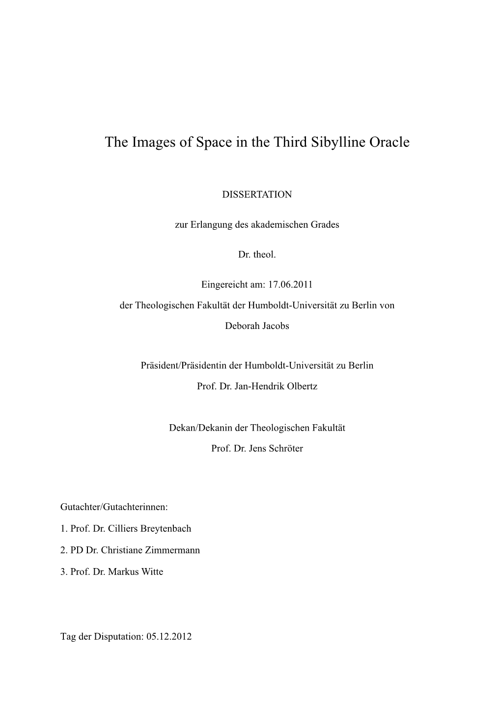 The Images of Space in the Third Sibylline Oracle