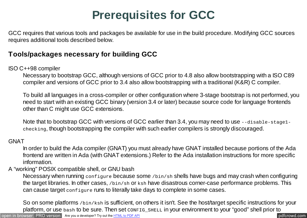 Prerequisites for GCC